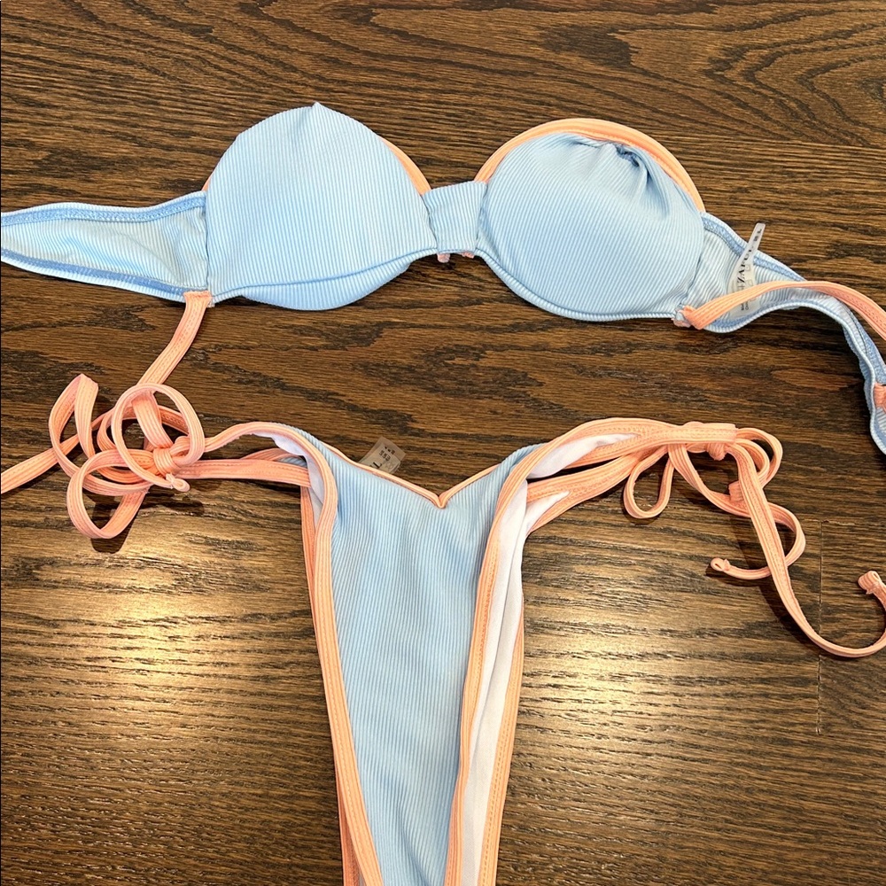 Zaful White and Peach Bikini Set